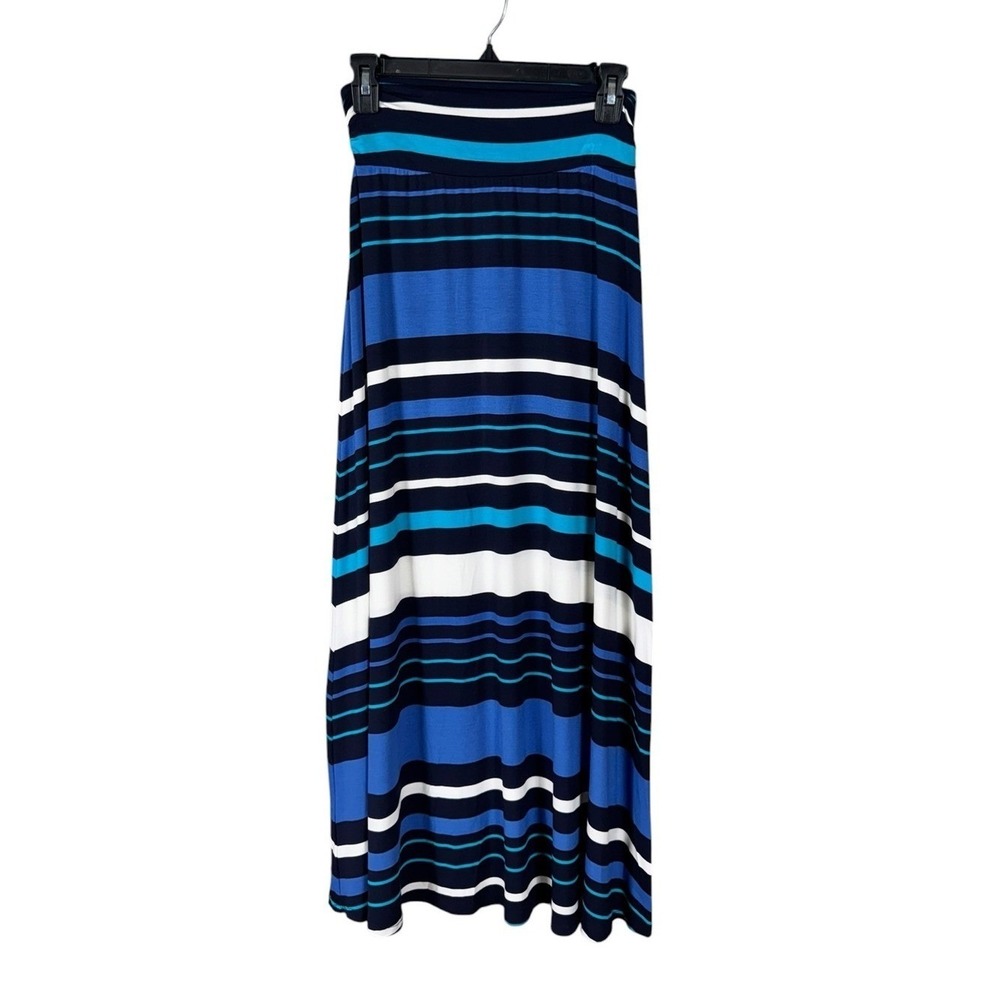Womens Striped Jersey Knit Maxi Skirt XS Stretch Bohemian Beach